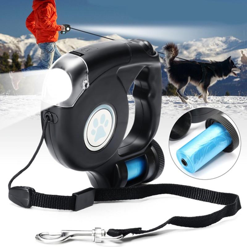 Coleira retrátil LED para cães