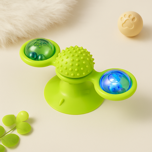 Brinquedo para gatos com moinho de vento para arranhar pelos