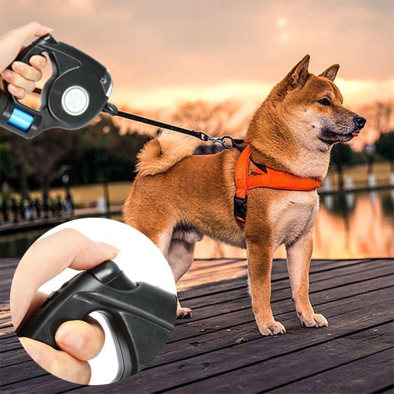 Coleira retrátil LED para cães